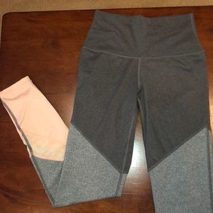 Aerie Highwaisted Pink and Grey Leggings